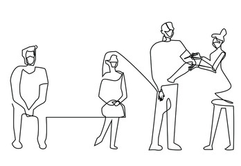In a hospital setting, doctors and nurses are vaccinating. patients who are vaccinated and waiting in line. People who are vaccinated for health