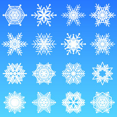 various snowflake icon in white stroke style by vector design