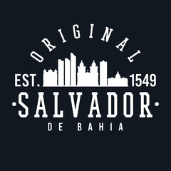 Salvador, State of Bahia, Brazil Skyline Original. A Logotype Sports College and University Style. Illustration Design Vector City.