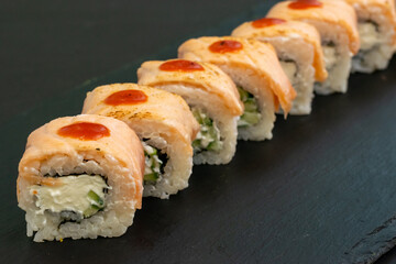 Grilled salmon sushi roll - japanese food