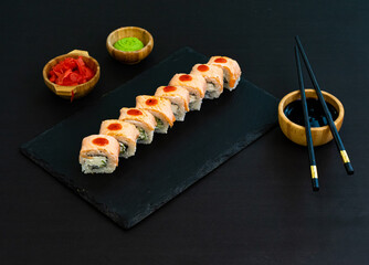 Grilled salmon sushi roll - japanese food