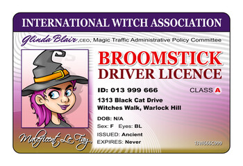 Driver's license for witches, license to ride a broomstick