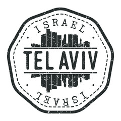 Fototapeta na wymiar Tel Aviv-Yafo, Israel Stamp Skyline Postmark. Silhouette Postal Passport. City Round Vector Icon. Vintage Postage Design.