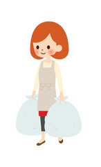 ゴミ出しをする主婦