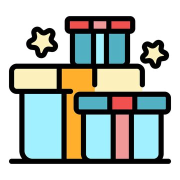 recommend clip art: Bonus gift box icon. Outline bonus gift box vector icon color flat isolated