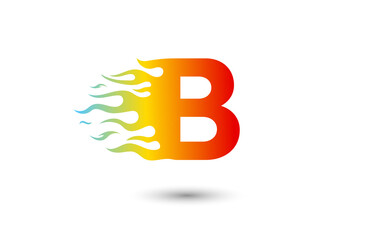 B letter fire logo design in a beautiful red and yellow gradient. Flame icon lettering concept vector illustration.