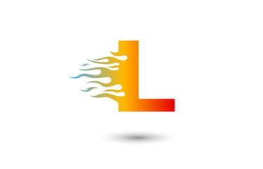L letter fire logo design in a beautiful red and yellow gradient. Flame icon lettering concept vector illustration.