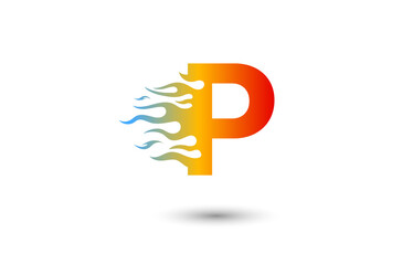 P letter fire logo design in a beautiful red and yellow gradient. Flame icon lettering concept vector illustration.