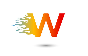 W letter fire logo design in a beautiful red and yellow gradient. Flame icon lettering concept vector illustration.