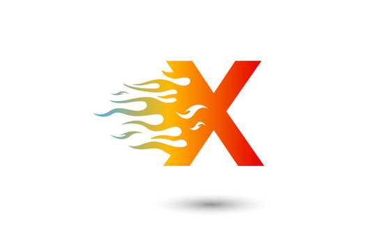 X  letter fire logo design in a beautiful red and yellow gradient. Flame icon lettering concept vector illustration.