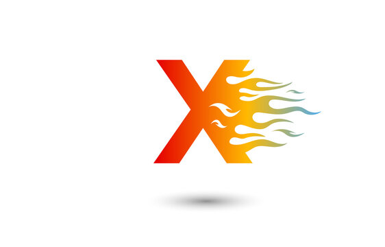 X letter fire logo design in a beautiful red and yellow gradient. Flame icon lettering concept vector illustration.