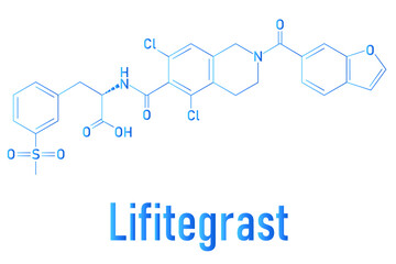 Lifitegrast drug molecule. Used in the treatment of keratoconjunctivitis sicca. Skeletal formula.