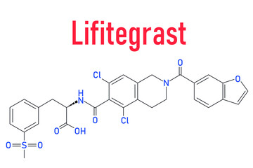 Lifitegrast drug molecule. Used in the treatment of keratoconjunctivitis sicca. Skeletal formula.