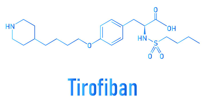 Tirofiban anticoagulant drug molecule. Skeletal formula.