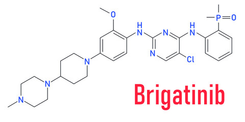 Brigatinib cancer drug molecule. Skeletal formula.