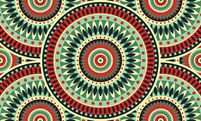 Repeat ethnic Easter circle pattern, seamless pattern