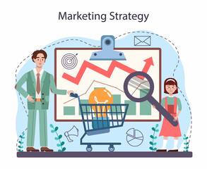 Marketing education school course. Business promotion and customer