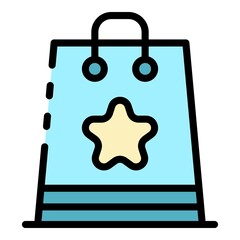 Eco award bag icon. Outline eco award bag vector icon color flat isolated