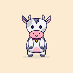 Cute baby cow standing and smile cartoon vector illustration