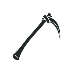 Scythe Icon Silhouette Illustration. Halloween Vector Graphic Pictogram Symbol Clip Art. Doodle Sketch Black Sign.
