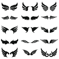 Vector wings for addition to emblem-themed logo projects with a variety of good shapes, suitable to be combined with various object shapes circle, triangle, square, oval, etc.