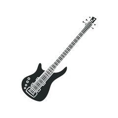 Fototapeta na wymiar Bass Guitar Icon Silhouette Illustration. Electric Instrument Vector Graphic Pictogram Symbol Clip Art. Doodle Sketch Black Sign.