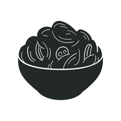 Asian Noddles Icon Silhouette Illustration. Traditional Noodles Vector Graphic Pictogram Symbol Clip Art. Doodle Sketch Black Sign.