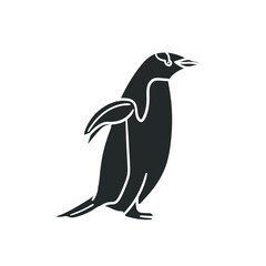 Penguin Bird Icon Silhouette Illustration. Ice Animals Vector Graphic Pictogram Symbol Clip Art. Doodle Sketch Black Sign.