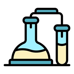 Chemical pots experiment icon. Outline chemical pots experiment vector icon color flat isolated