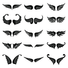Fototapeta na wymiar Vector logo of bird and angel wings with various shapes to complete your design
