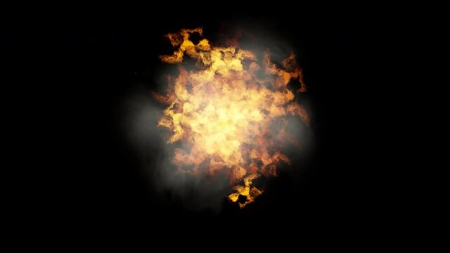 three different fiery explosions with fiery effects of sparks and blazing fire Isolated by Alpha channel (transparent background) Use it to enhance any video presentation or animation movie