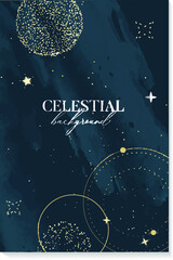 Sun and moon gold celestial elements, space universe magical banner. esoteric astrology poster 
