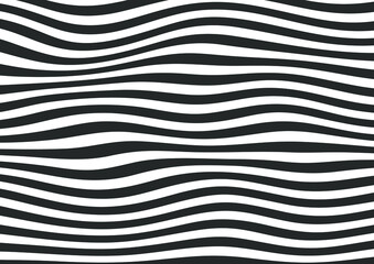 Abstract black and white wavy lines striped background