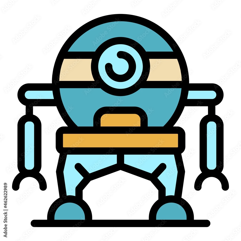 Sticker one eye robot icon. outline one eye robot vector icon color flat isolated - Stickers
