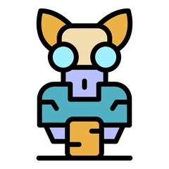Cat robot icon. Outline cat robot vector icon color flat isolated