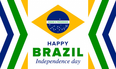 Brazil Independence Day. Happy national holiday. Freedom day. Celebrate annual in September 7. Brazil flag. Patriotic brazilian design. Poster, card, banner, template, background. Vector illustration