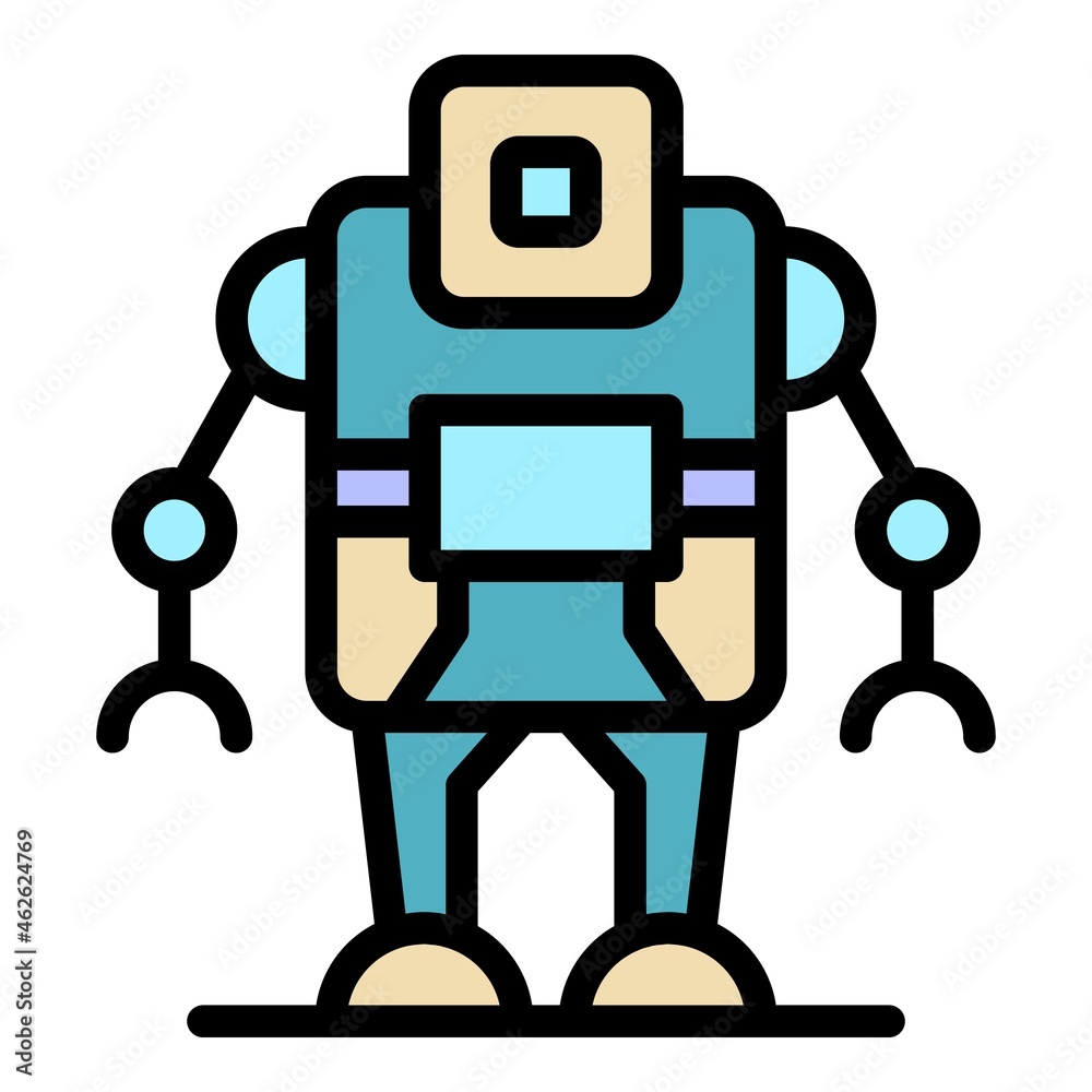 Poster computer robot icon. outline computer robot vector icon color flat isolated