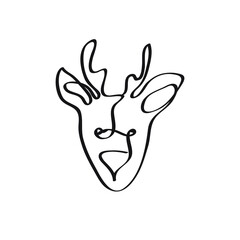 Line art  vector icon christmas deer. Calendaricon.  Web flat icon. Black line icons. Symbol, logo illustration.