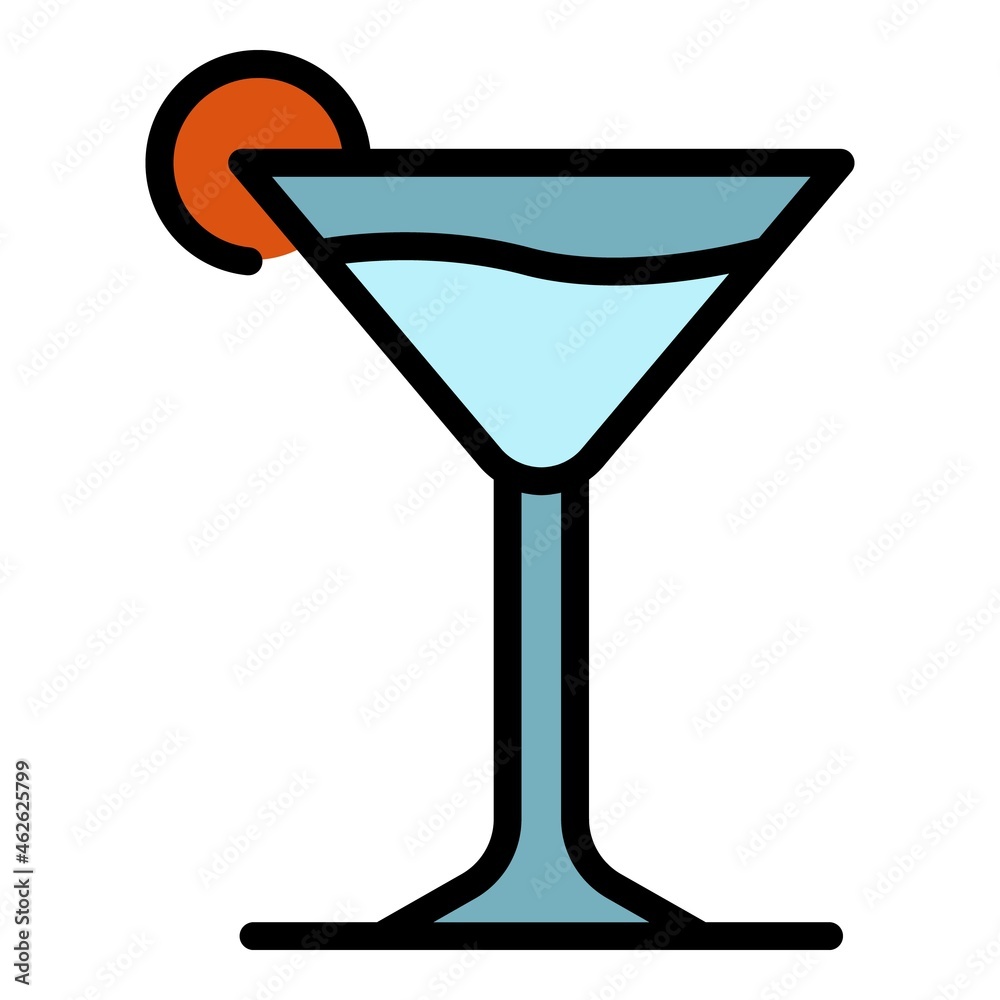 Wall mural Cocktail glass icon. Outline cocktail glass vector icon color flat isolated - Wall murals