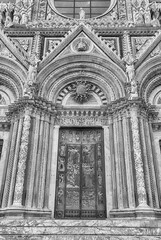 Portal of the gothic Cathedral of Siena, Tuscany, Italy