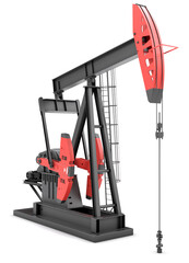 Oil pump jack on white background. 3D Render