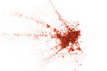 Fototapeta na wymiar Pile of red paprika powder isolated on white background, top view