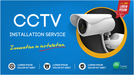 CCTV and security cameras made in 3d style. Monitored area concept. Video surveillance banners. Security cameras and monitoring concept. CCTV icons made in modern flat style. Vector flyers template.