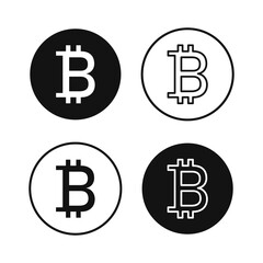 Bitcoin icons. BTC. Mining cryptocurrency. Banner on the theme of digital money. Vector illustration