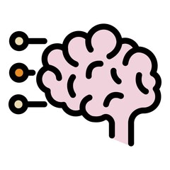 The human brain and footnotes icon. Outline the human brain and footnotes vector icon color flat isolated