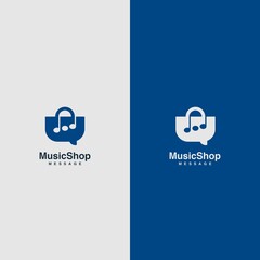 Simple Music Shop Logo Design Easy to Remember, with Double Meaning Paper Bag Element and Musical Note Icon - Vector