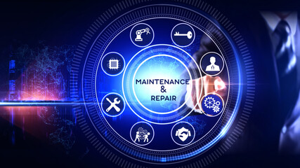 Maintenance and Repair Concept  Icon Rotating wheel Concept
Rotating wheel with icon surrounded by...