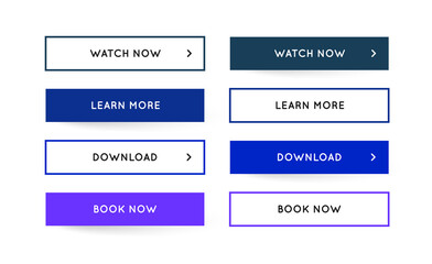 Set of Vector Modern Gradient App or Game Buttons. Trendy gradient colors with shadows.