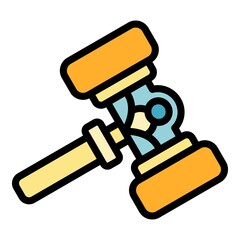 Wooden judicial gavel icon. Outline wooden judicial gavel vector icon color flat isolated