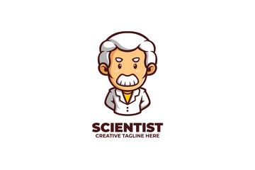 Old Professor Scientist Cartoon Mascot Logo